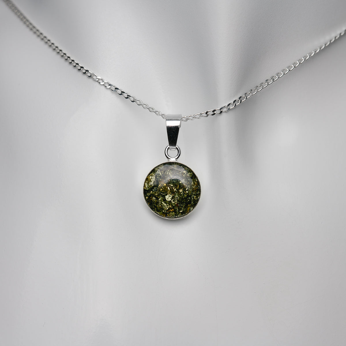 Chalkopyrit Anhänger 12mm 925er Sterlingsilber