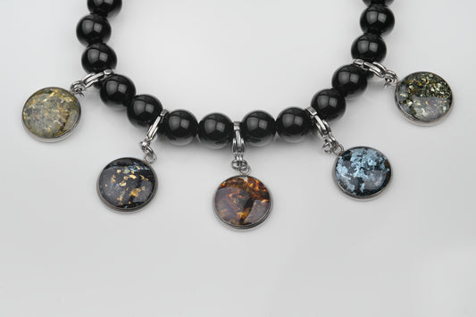 Set 8mm Obsidian Armband mit 5x Wechsel Charm