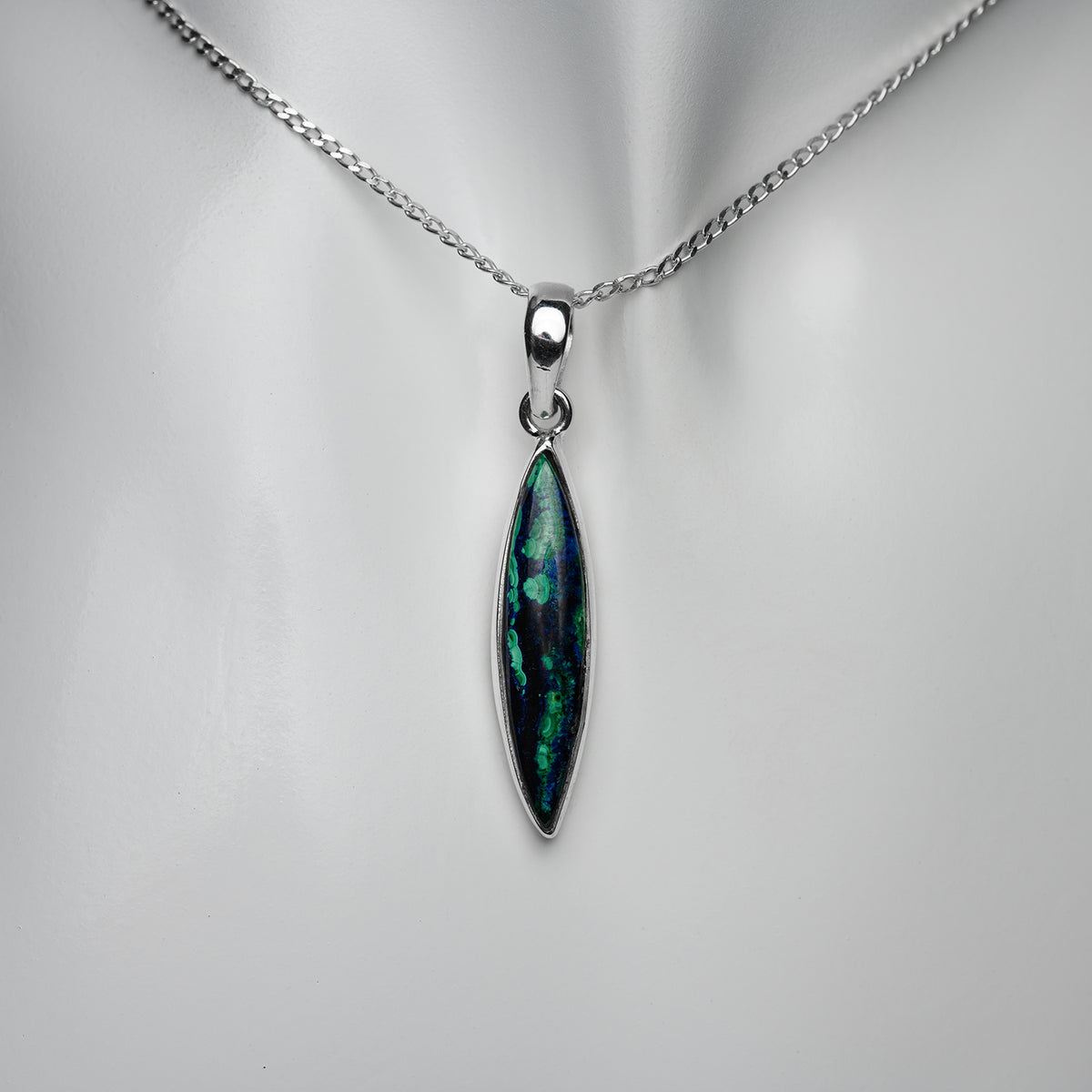 Malachit Azurit Anhänger 925 Sterling Silber
