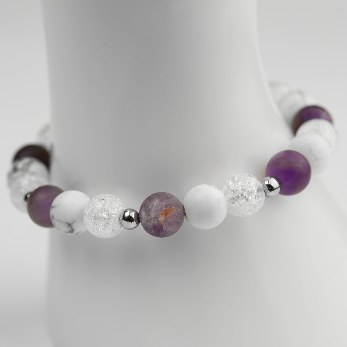 Edelstein Armbänder Cracked Bergkristall Howlith + Rosenquarz Obsidian Sodalith Amethyst Jaspis