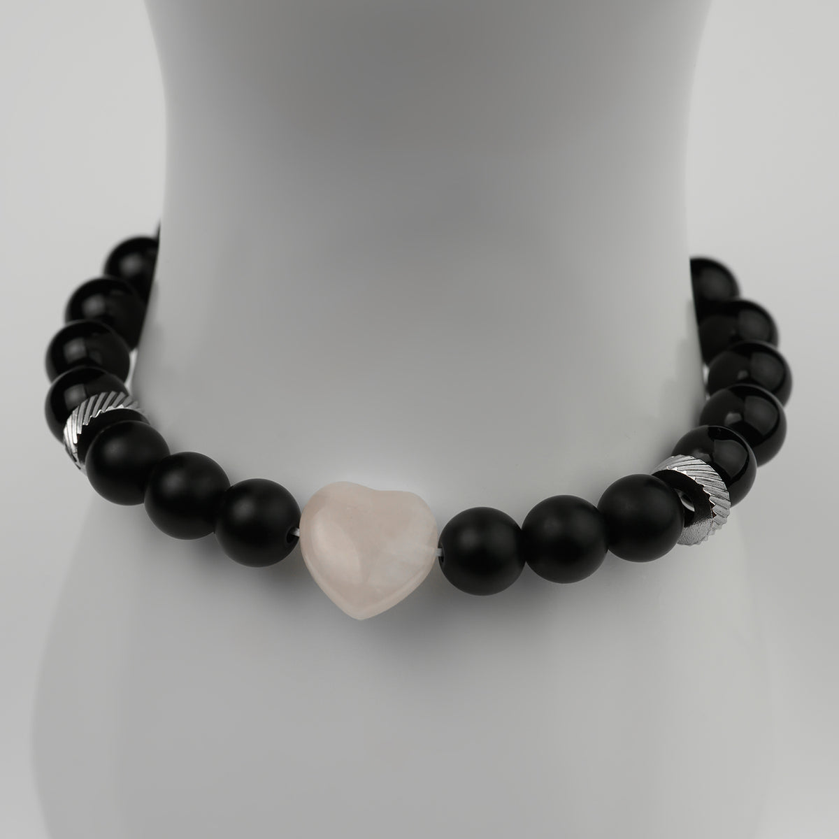 Obsidian Armband matt mit Herz verschiedene Sorten