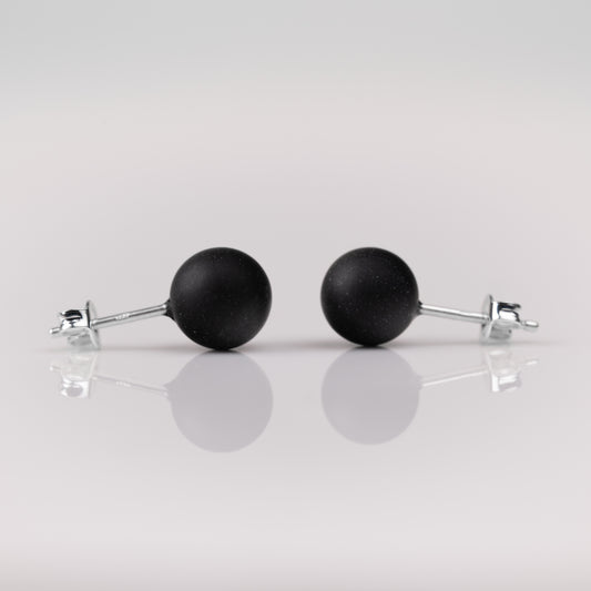 Obsidian Ohrstecker 8mm 925er Silber matt oder poliert