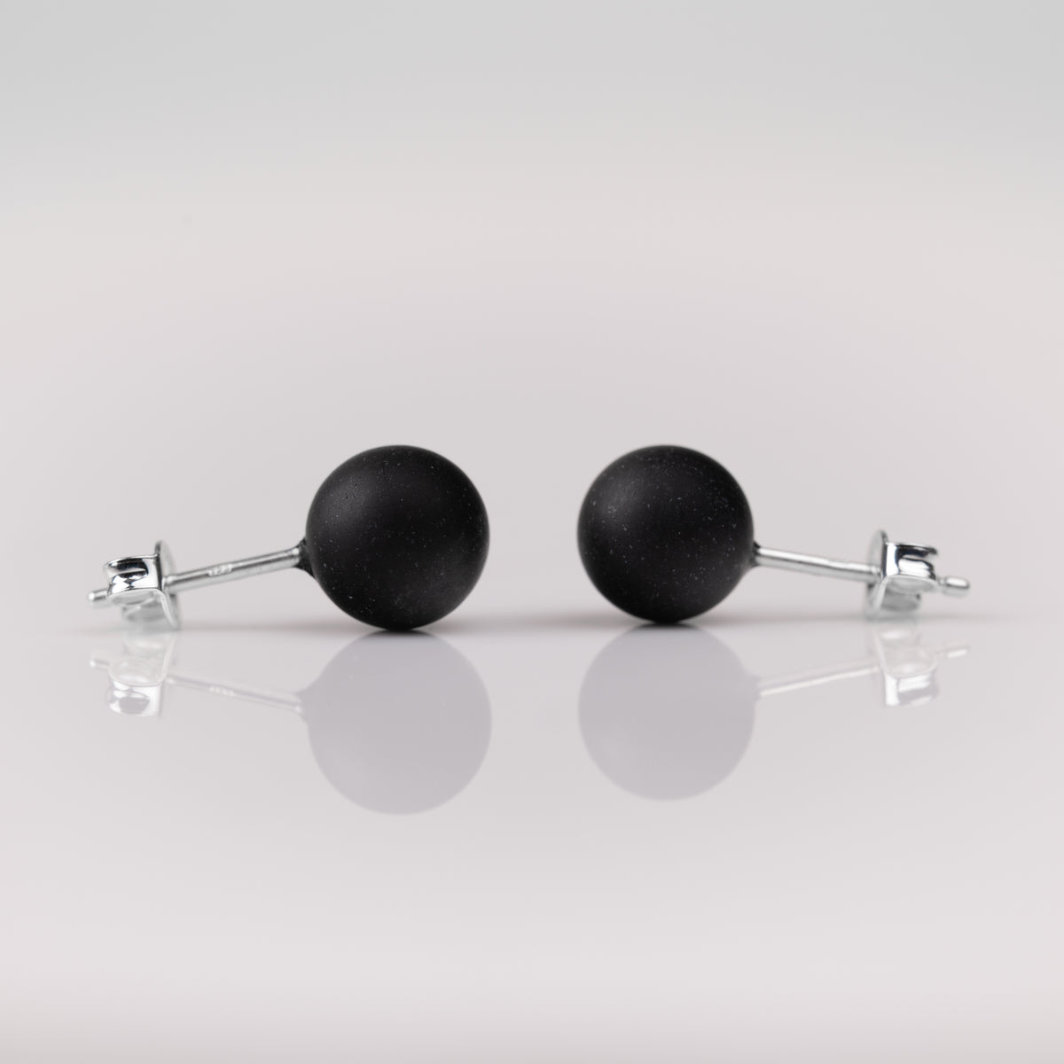 Obsidian Ohrstecker 8mm 925er Silber matt oder poliert
