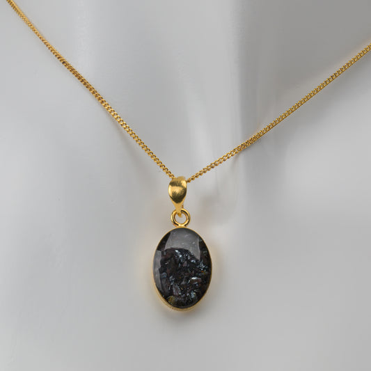 Medaillon 925er Sterlingsilber 24k Gelbgold vergoldet mit Elba Hämatit