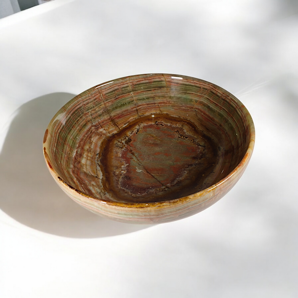Mehrfarbige Onyx Marmor Schale Einzelstück